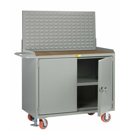 LITTLE GIANT Mobile Bench Cabinets, 36"W, Center Shelf, 1/4" Hardboard, Louvered MH3-2D-2436FLLP